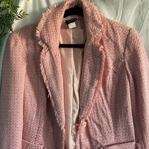 Vintage Light Pink Distressed Trim Blazer